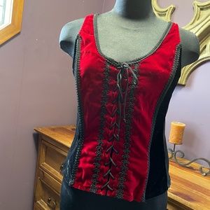 Red and black velvet corset